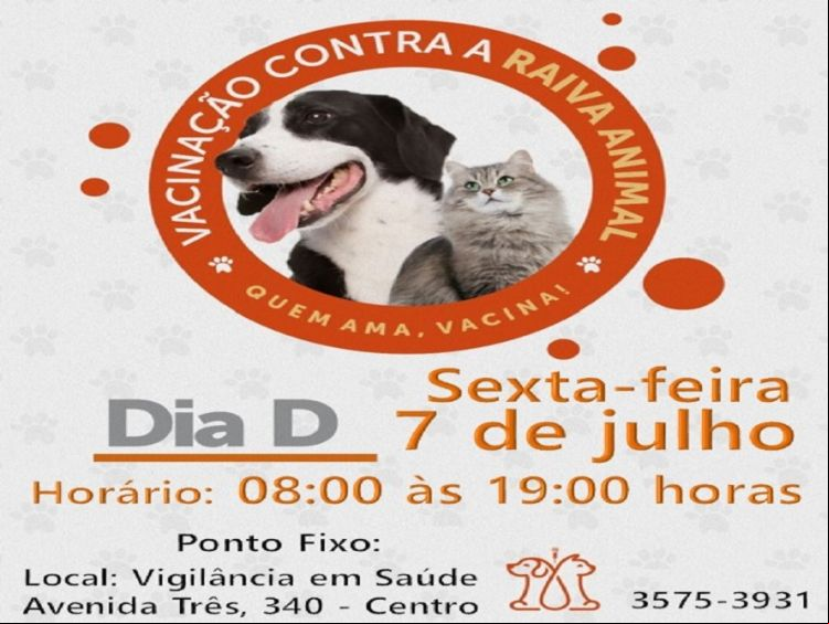 Vacinação contra raiva animal terá horário estendido na sexta-feira em Itirapina