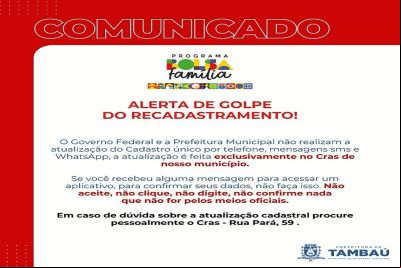 Tambaú alerta sobre golpe de recadastramento do Bolsa Família