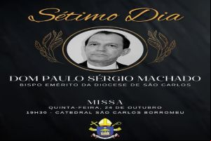 Missa de sétimo dia de Dom Paulo Sérgio Machado será nesta quinta-feira