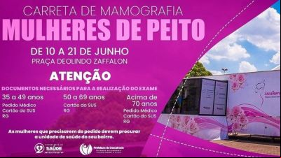 Descalvado recebe Carreta de Mamografia da campanha estadual “Mulheres de Peito”